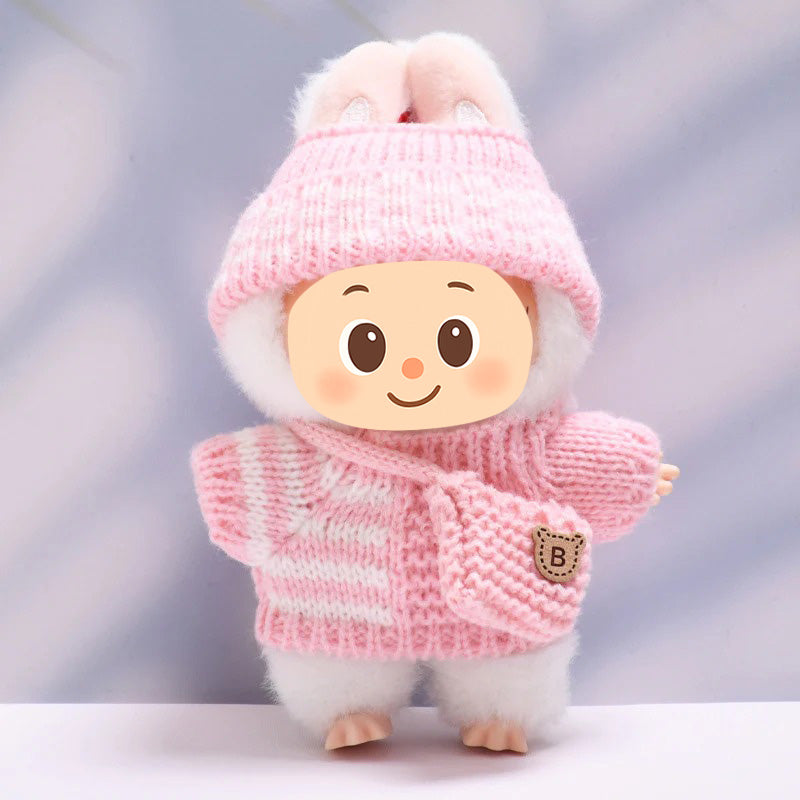 Handmade Knit Outfit Set for Labubu-Compatible Dolls – 2-Piece & 3-Piece Options in Pink or Green