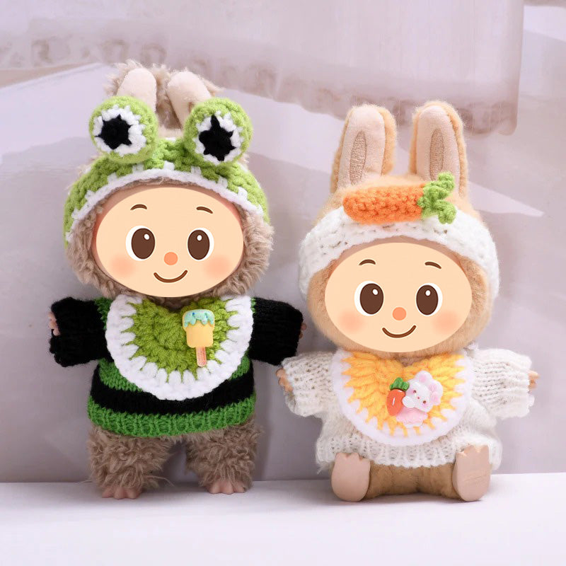 Handmade Knit Outfits for Labubu – 3-Piece Cute Sweater & Headband Set – Adorable Styles Fit Labubu Dolls