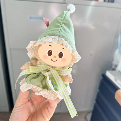 Whimsical Forest Elf Outfit for Labubu-Style Dolls – Handmade 4-Piece Fairy Costume Set with Bonnet, Skirt & Accessories