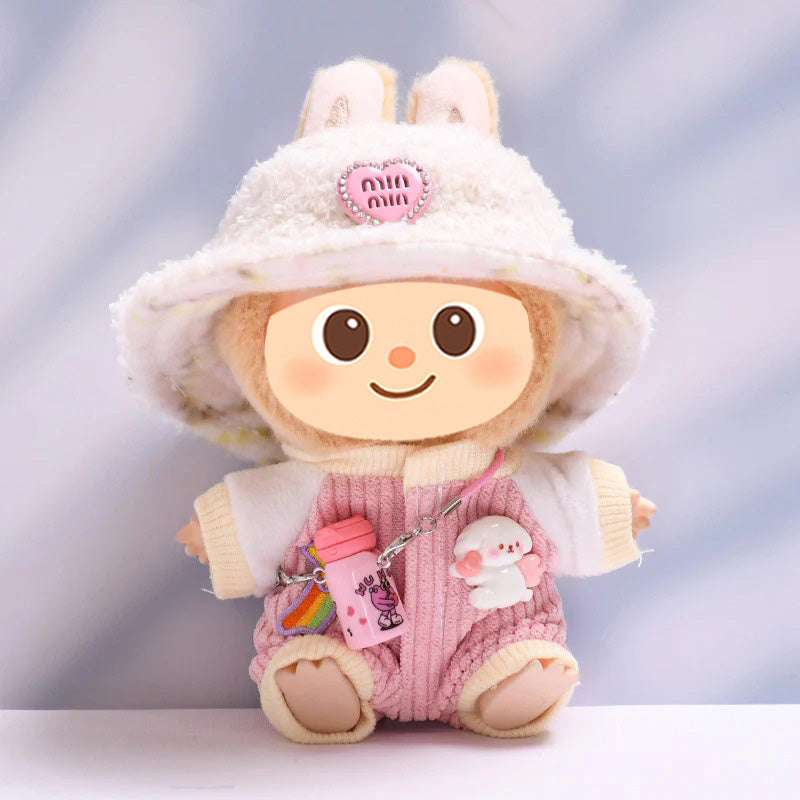 Adorable Romper Set for Labubu – 2 or 3-Piece Outfit – Includes Hat and Mini Bag Options