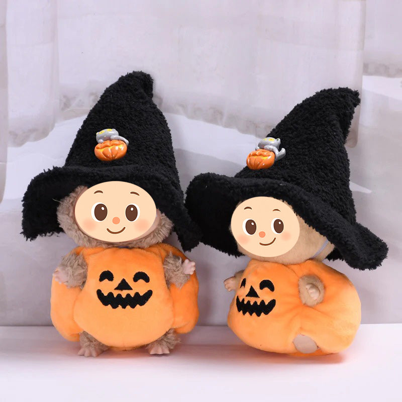 Pumpkin Halloween Outfit for Labubu – 2-Piece Witch Costume Set for Labubu-Compatible Dolls – Includes Pumpkin Romper and Hat