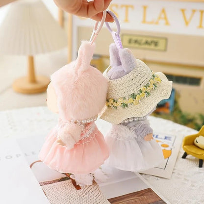 Handmade Elegant Summer Dress Set for Labubu-Style Dolls – 5-Piece Outfit with Hat, Shoes, and Accessories (15–17cm Compatible)
