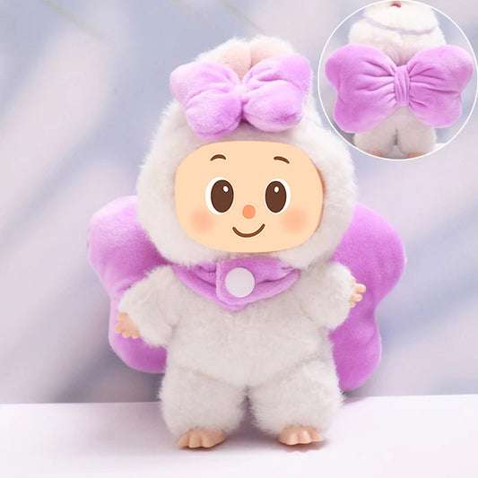 Plush Bowknot Costume Set for Dolls – 2-Piece Hairband and Backpack Style Accessory – Fits Labubu-Compatible Figures