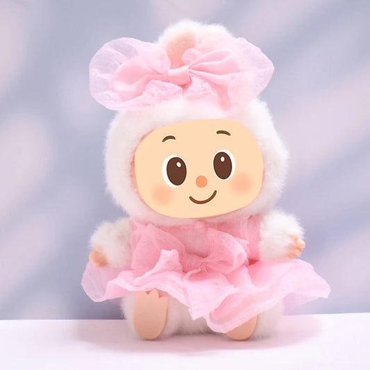 Princess Tulle Dress Set for 15–17cm Dolls – Fit Labubu Style Dolls – Include Bow Hairclip and Layered Skirt