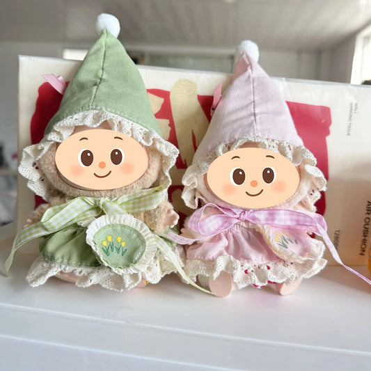 Whimsical Forest Elf Outfit for Labubu-Style Dolls – Handmade 4-Piece Fairy Costume Set with Bonnet, Skirt & Accessories