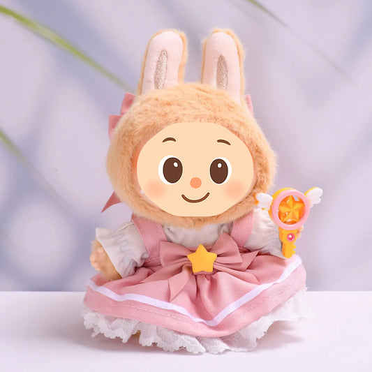 Magical Girl Doll Outfit Set for Labubu – 4-Piece Fantasy Dress Compatible with 15–17cm Dolls