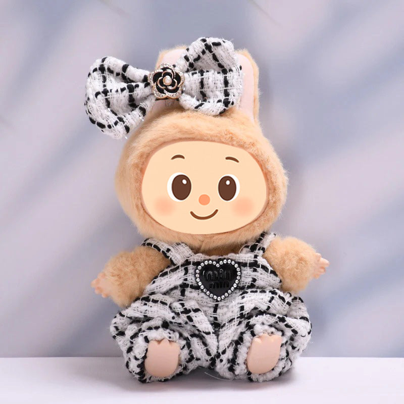 Parisian Tweed Outfit Set for Labubu – Handmade Designer-Style Clothes for 15–17cm Dolls