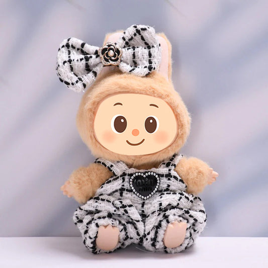 Parisian Tweed Outfit Set for Labubu – Handmade Designer-Style Clothes for 15–17cm Dolls