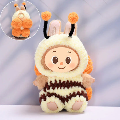 Luxury Handmade Bee Outfit for Labubu Dolls – 3-Piece Premium Plush Costume with Wings and Hat