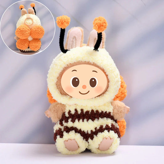 Luxury Handmade Bee Outfit for Labubu Dolls – 3-Piece Premium Plush Costume with Wings and Hat