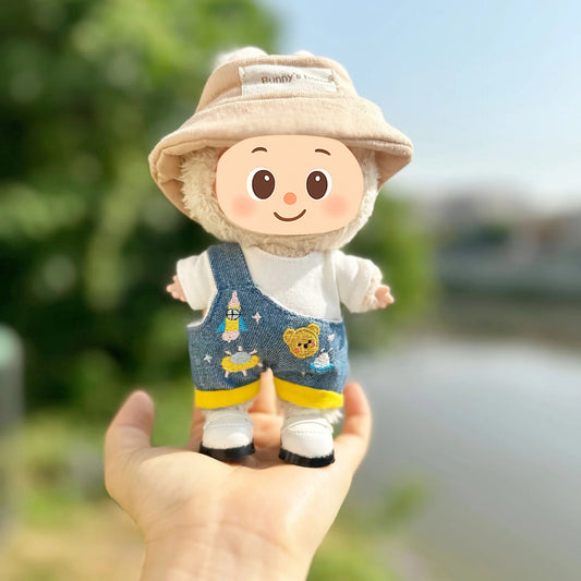 Handmade Outdoor Leisure Outfit Set for Labubu Dolls – 2 Style Options with Hat, Overalls, and Shoes