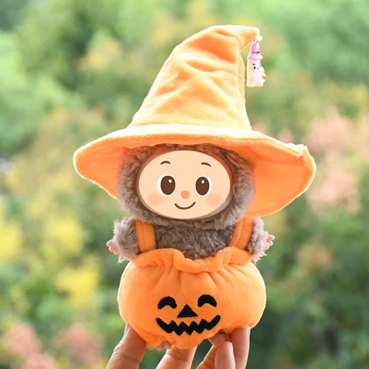 Pumpkin Halloween Outfit for Labubu – 2-Piece Witch Costume Set for Labubu-Compatible Dolls – Includes Pumpkin Romper and Hat