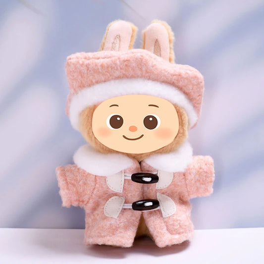 Handmade Plush Winter Clothes for Labubu – 2-Piece Outfit Set Fit Labubu Dolls – Includes Toggle Sweater and Matching Beret Hat