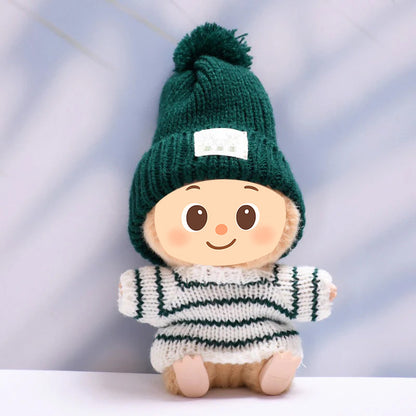 Handmade Winter Knit Outfit Set for Labubu-Compatible Dolls – 2/3-Piece Cozy Look with Beanie, Sweater, and Pants