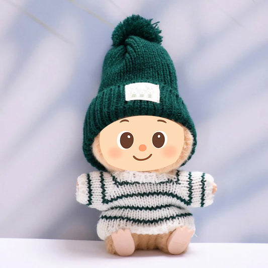 Handmade Winter Knit Outfit Set for Labubu-Compatible Dolls – 2/3-Piece Cozy Look with Beanie, Sweater, and Pants