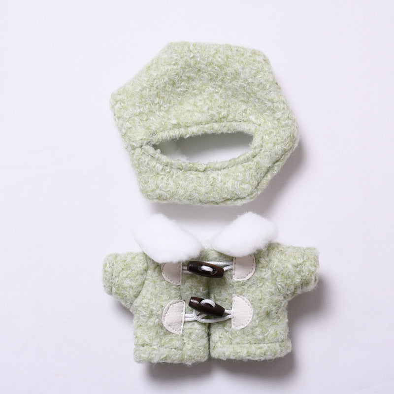 Handmade Plush Winter Clothes for Labubu – 2-Piece Outfit Set Fit Labubu Dolls – Includes Toggle Sweater and Matching Beret Hat