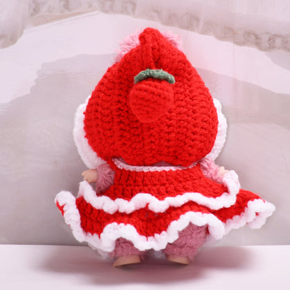 Handmade Crochet Dress Set for Labubu-Style Dolls – Premium Red Hooded Outfit for 15–17cm Figures
