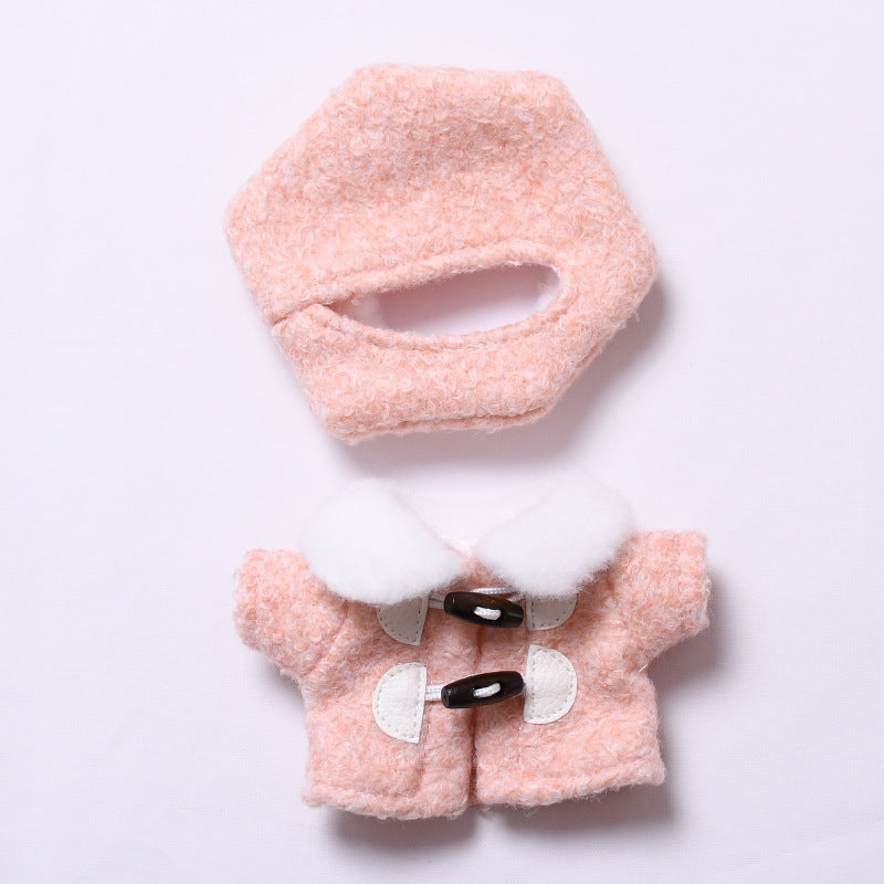 Handmade Plush Winter Clothes for Labubu – 2-Piece Outfit Set Fit Labubu Dolls – Includes Toggle Sweater and Matching Beret Hat