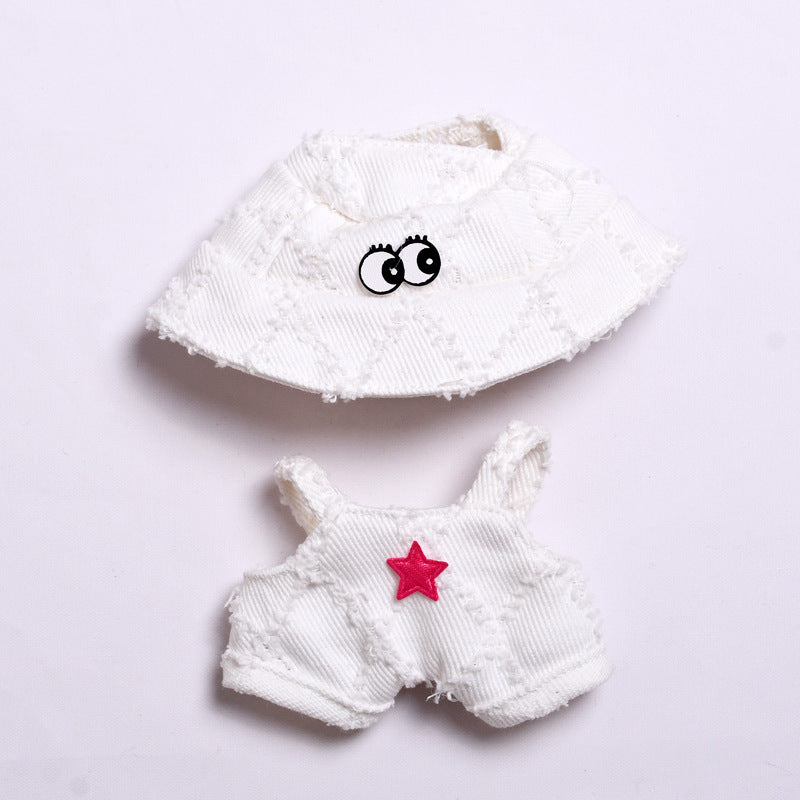 Soft Textured Overalls Set for Dolls like Labubu – 2-Piece Outfit with Bucket Hat