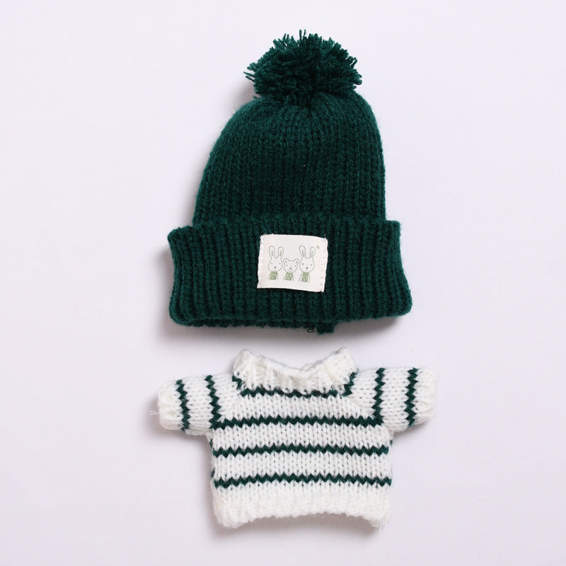 Handmade Winter Knit Outfit Set for Labubu-Compatible Dolls – 2/3-Piece Cozy Look with Beanie, Sweater, and Pants