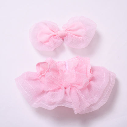 Princess Tulle Dress Set for 15–17cm Dolls – Fit Labubu Style Dolls – Include Bow Hairclip and Layered Skirt