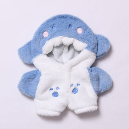 Plush Animal Onesie for Dolls Compatible with Labubu – Handmade Shark & Penguin Suit Set