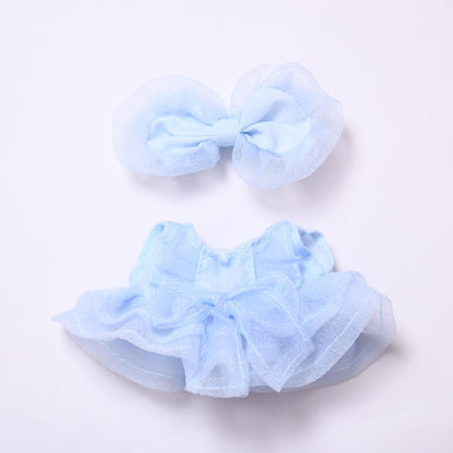 Princess Tulle Dress Set for 15–17cm Dolls – Fit Labubu Style Dolls – Include Bow Hairclip and Layered Skirt