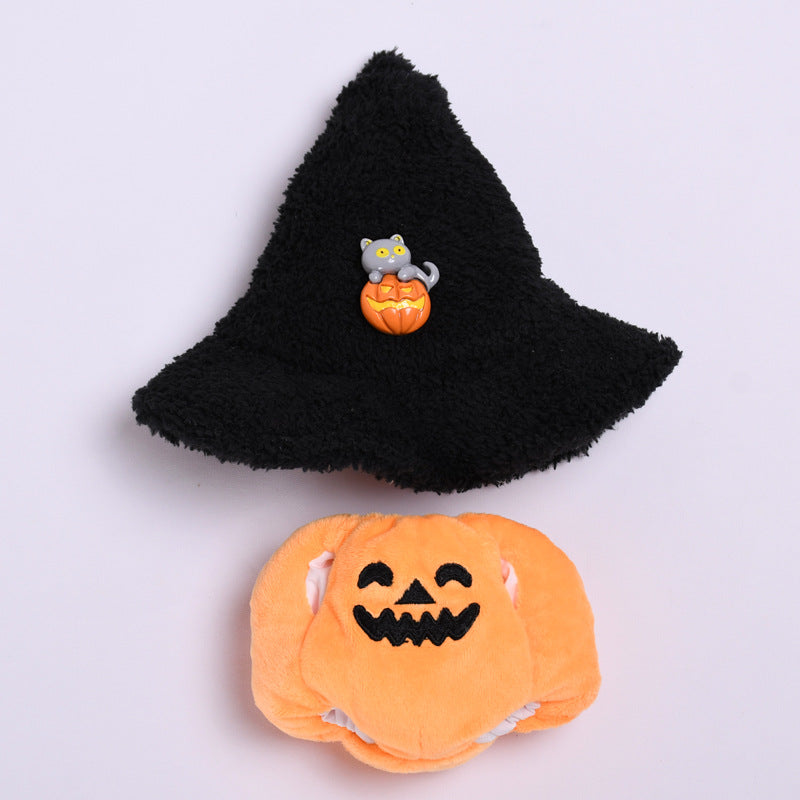 Pumpkin Halloween Outfit for Labubu – 2-Piece Witch Costume Set for Labubu-Compatible Dolls – Includes Pumpkin Romper and Hat
