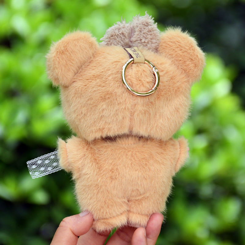 Handmade Plush Bear Costume for Labubu – 2-Piece Outfit with Ears Hood and Faux Fur Suit
