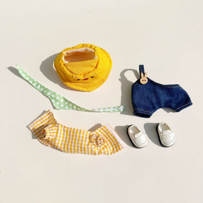 Handmade Outdoor Leisure Outfit Set for Labubu Dolls – 2 Style Options with Hat, Overalls, and Shoes