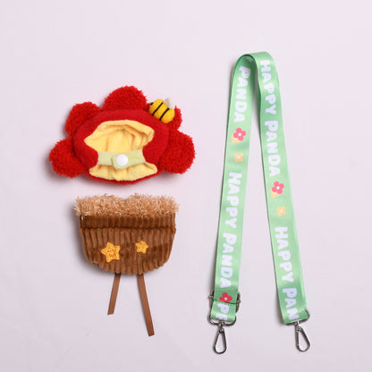 Funny Flower Pot Outfit for Labubu – 3-Piece Costume Set with Strap – Red or Yellow