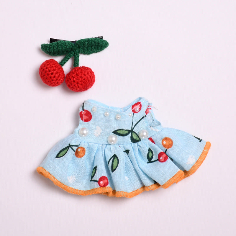 Handmade Cherry-Themed Doll Dress Set for Labubu – 2 to 3-Piece Outfit Options Fit 15–17cm Dolls