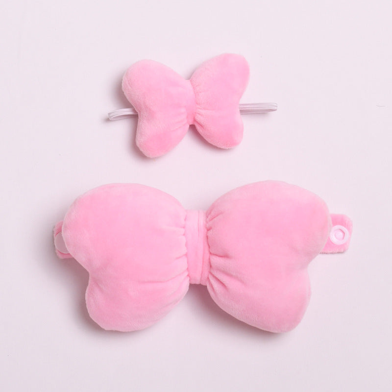 Plush Bowknot Costume Set for Dolls – 2-Piece Hairband and Backpack Style Accessory – Fits Labubu-Compatible Figures