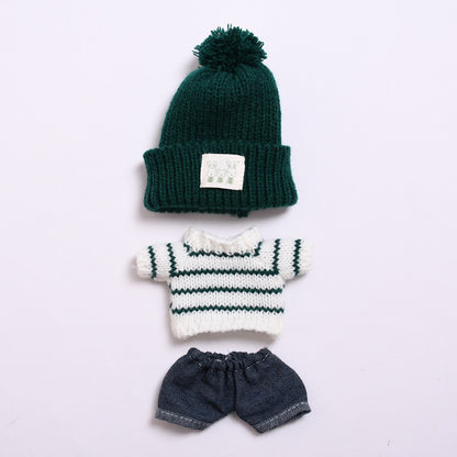 Handmade Winter Knit Outfit Set for Labubu-Compatible Dolls – 2/3-Piece Cozy Look with Beanie, Sweater, and Pants