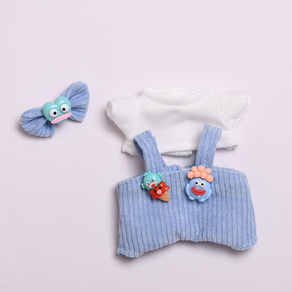 Sweet Cookie-Themed Outfit for Labubu Dolls – 3 or 4-Piece Set – Blue or Brown Overalls