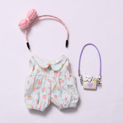 Handmade Clothes for Labubu – Strawberry-Themed Doll Outfit Set, 2 to 4-Piece Options for 15–17cm Dolls