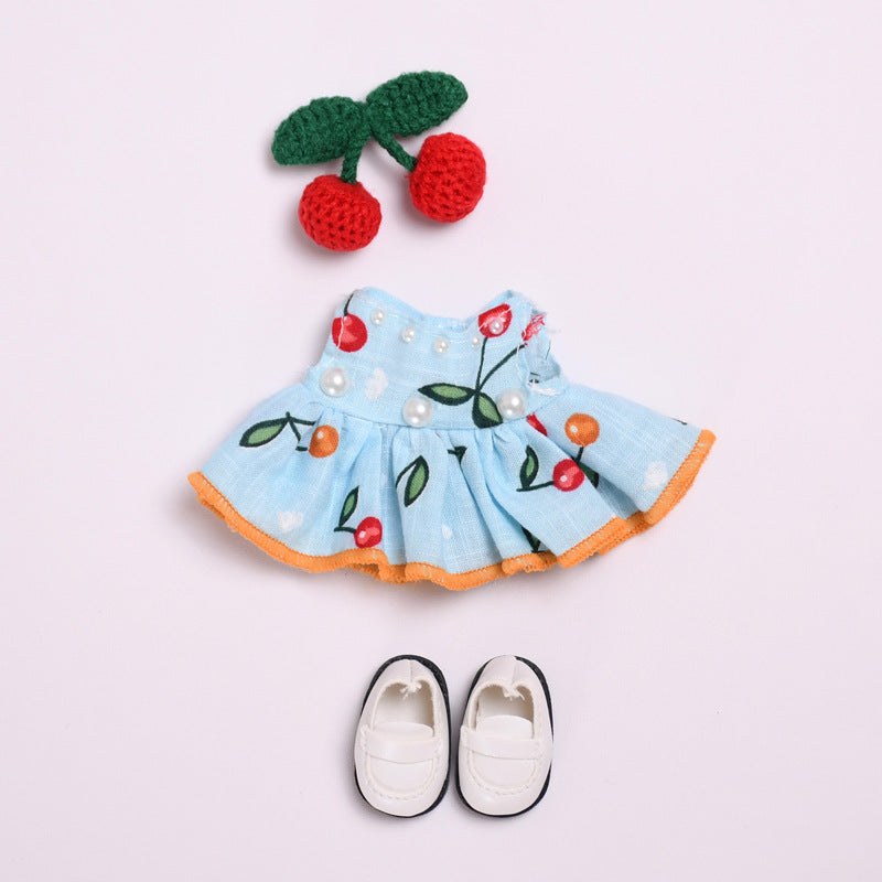 Handmade Cherry-Themed Doll Dress Set for Labubu – 2 to 3-Piece Outfit Options Fit 15–17cm Dolls