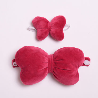Plush Bowknot Costume Set for Dolls – 2-Piece Hairband and Backpack Style Accessory – Fits Labubu-Compatible Figures