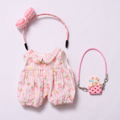 Handmade Clothes for Labubu – Strawberry-Themed Doll Outfit Set, 2 to 4-Piece Options for 15–17cm Dolls