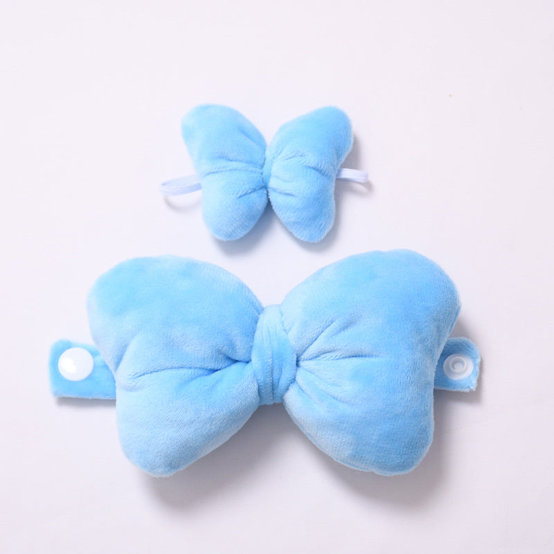 Plush Bowknot Costume Set for Dolls – 2-Piece Hairband and Backpack Style Accessory – Fits Labubu-Compatible Figures